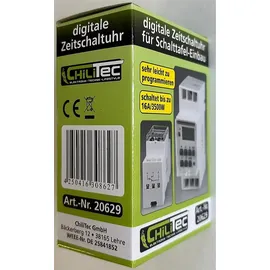 ChiliTec digitale Wochen-Zeitschaltuhr für Schalttafel-Einbau, 230V, max. 3500W