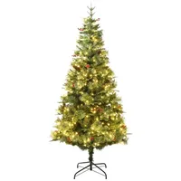 vidaXL Weihnachtsbaum mit LEDs & Kiefernzapfen Grün 225 cm PVC & PE Modell 3