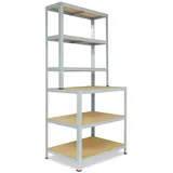 shelfplaza HOME 190x90x60 cm Werkbank Regal in verzinkt mit 6 Böden und 145 kg Traglast pro Boden