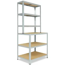 shelfplaza HOME 190x90x60 cm Werkbank Regal in verzinkt mit 6 Böden und 145 kg Traglast pro Boden