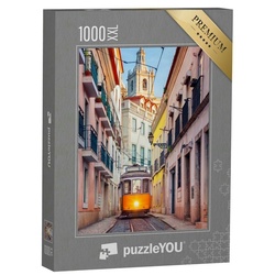 puzzleYOU Puzzle Puzzle 1000 Teile XXL „Straße von Lissabon mit Straßenbahn, Portugal“, 1000 Puzzleteile, puzzleYOU-Kollektionen Portugal