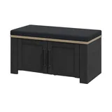 Forte Garderobenbank 86,5 x 45 x 42 cm schwarz / schwarz