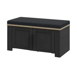 Forte Garderobenbank 86,5 x 45 x 42 cm schwarz / schwarz