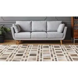 Teppich PADIRO "Lavin 225", grau, B:80cm H:8mm L:150cm, Rindsleder, Teppiche, Handgenähtes und hochwertig verarbeitetes Unikat