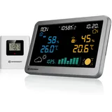 Bresser Funk-Wetterstation MeteoTemp TBH mit Temperatur- und Luftfeuchtigkeitsanzeige, Luftdruckhistorie, grafischer Wettervorhersage, Temperaturalarm, anthrazit