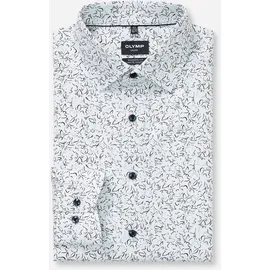 Olymp Langarmhemd "Luxor", Herren, Gr. 44, N-Gr, weiß, Web, Obermaterial: 64% Baumwolle, 27% Polyester, 9% Elasthan, normal, 2-Knopf-Manschette, Hemden, modern fit, Businesshemd, New Kentkragen