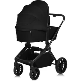 lionelo Mika Plus 2-in-1 Buggy 0-48 Monate (22kg), XXL-Verdeck mit UPF50+, 3-stufige Verstellung des Elterngriffs - Black Onyx - Schwarz