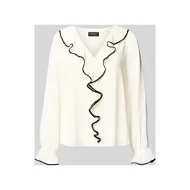 s.Oliver Regular Fit Langarmbluse mit Volants, Weiss, 44