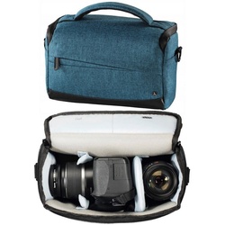 Hama Kameratasche Kamera-Tasche Trinidad 135 Foto-Tasche Universal Blau, Case Schultergurt Tragegriff Zubehör-Fächer Digitalkamera Systemkamera blau