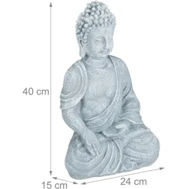 Relaxdays Buddha Figur sitzend 40 cm grau