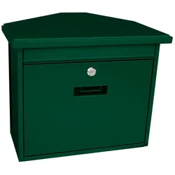 PROREGAL Wandbriefkasten Zamoran aus verzinktem Stahl mit Namensschild | HxBxT 34,5x39,2x20,5cm | Einwurföffnung 32x2cm | Grün