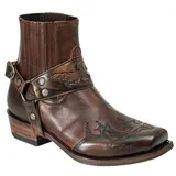 ORANDESIGNE Herren Western Cowboystiefel Vintage Westernstiefel Cowboy Stiefeletten Halbhoch Schlupfstiefel Retro Reiterstiefel Winterstiefel rutschfest PU Lederstiefel F Dunkelkaffee 43 EU - 43 EU