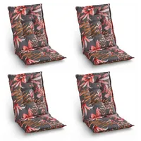 GO-DE Gartenstuhlauflage 108 x 48 x 5 cm grau/rot floral 4 St.