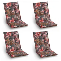 GO-DE Gartenstuhlauflage 108 x 48 x 5 cm grau/rot floral 4 St.