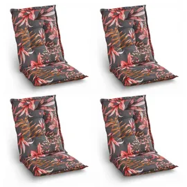 GO-DE Gartenstuhlauflage 108 x 48 x 5 cm grau/rot floral 4 St.
