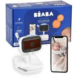 BÉABA BÉABA, Babyphone Kamera Drahtlos mit Clip, Nomade, Nachtsicht, Mobile App, Farbiges Nachtlicht, Walkie Talkie, Schlaflieder, Thermometer, Luftfeuchtekontrolle, 6h Batterielaufzeit, Zen Nomad Weiß
