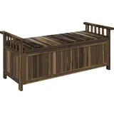 Outsunny 2-Sitzer Gartenbank Holz, wetterfest Sitzbank, Gartenmöbel mit Stauraum Armlehnen, Parkbank 240kg belastbar, Balkonbank, Holzbank für Balkon Terrasse, Garten, 128,5 x 56 x 53,5cm, Verkohlt   Aosom