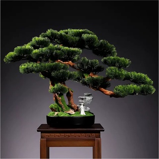 Künstlicher Bonsai-Baum Künstlicher Bonsai-Baum, künstliche Topfpflanze mit schwarzem Topf, großer künstlicher Bonsai-Baum, künstliche Zimmerpflanzen im Topf, 47 cm hoch (grün) Künstliche Bäume Pflanz