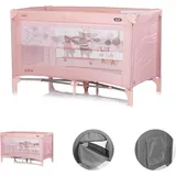 Chipolino Reisebett Ariel, 2 Ebenen, Tragetasche, Seiteneingang, Seitentasche weiß rosa