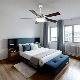 STARLUNA Deckenleuchte Deckenventilator Raumlüfter Kühler Wohnzimmerlampe, Eisen Acryl Sperrholz weiß braun, Fernbedienung 5 Stufen Cct, 1x LED 1750lm 3000k, 4000k, 6500k, D 130 cm