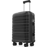 GENTOR Reisekoffer Hartschalenkoffer Trolley Rollkoffer Handgepäck 4 Rollen TSA-Schloss Schwarz M