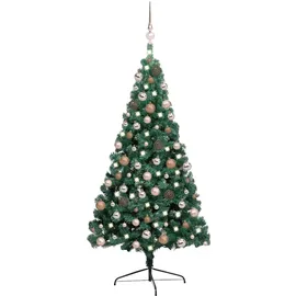 vidaXL Halber Weihnachtsbaum mit LEDs & Kugeln Grün 240 cm