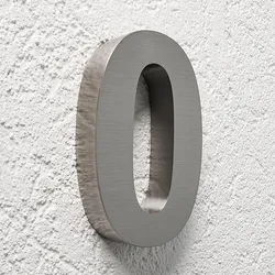 3D Hausnummer 0 Edelstahl V2A unbeleuchtet Arial