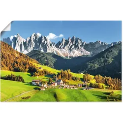 Artland Wandbild »Alpen Berge Santa Maddalena«, Berge & Alpenbilder, (1 St.), als Alubild, Outdoorbild, Leinwandbild, Poster in verschied. Größen Artland Farbe Bild(er): grün