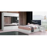Xlmoebel Schlafzimmer-Set 4-teiliges Schlafzimmermöbel-Set in Weiß, bestehend aus Bett, (4-tlg., Schlafzimmer-Set 4tlg (Bett + 2x Nachttische + Kleiderschrank), Hergestellt in Europa weiß