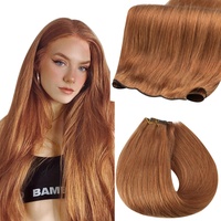 fshine Echthaar Tressen Zum Einnähen 45cm Kupfer Tressen Echthaar 100G Remy Echthaar Extensions Human Hair Haarverlängerung Echthaar Elegance Hair #330