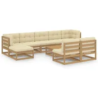 vidaXL 10-tlg Garten-Lounge-Set Kissen Honigbraun Massivholz