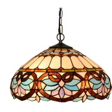 Blivuself Tiffany Lampe 16 Zoll Tiffany-Art-Blau europäischen Stil Retro-Herz Barocke hängende Lampe Schlafzimmer Esszimmer bar Licht