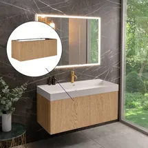 Neoro n50 Unterschrank B: 120 cm mit 1 Auszug, mit glatter Eichenfront, BN0434BFO,