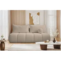Kaiser Möbel - Sofa mit Schlaffunktion und Bettkasten - Couch 3 Sitzer - 207 x 103 cm - Klappsofa, Relaxsofa Wohnzimmer, Schlafsofa ohne Armlehnen - Aesthetic, Skandinavisch - Piano Boucle Beige
