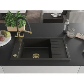 Mexen Elias 1 Becken links Granit schwarz/gold 1000 x 500 mm Handbetätigung
