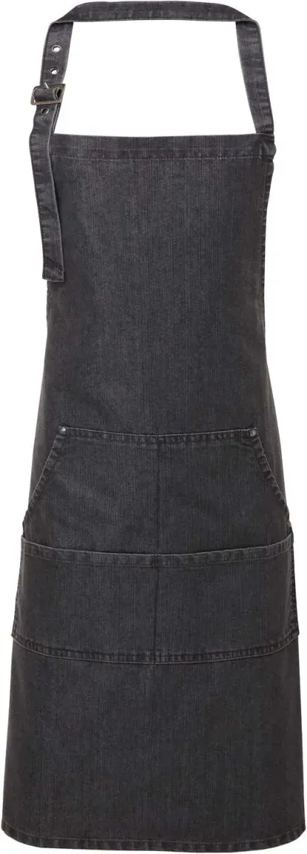 Premier Workwear Denim Latzschürze PR126 black denim (ca. pantone 433) 72 x 86 cm
