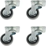 MS Beschläge Lenkrollen 4er Set ø 60 mm mit Anschraubplatte Hartgummirollen Möbelrollen