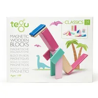 Tegu 5700610 - Classics, Magnetische Holzbausteine, pink, 14-teilig