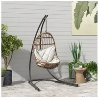 Outsunny Gestell Für Hängesessel In C-form Metall Ständer Mit Sockel Für Hängesitz Hängestuhl, Hängeschaukel Hängemattengestell Bis 150kg, Hängestuhlgestell Für Indoor Outdoor Balkon, Terrasse Schwarz