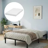 Metallbett Bettrahmen mit Matratze 140 x 200 cm, Bettgestell Doppelbett Gästebett mit Lattenrost für Schlafzimmer Gästezimmer - Schwarz