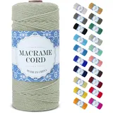 Uiopa Makramee Garn 2mm x 200m, Natürliche Baumwollgarn Baumwollkordel Farbig Baumwollschnur, Makramee-Garn Geflochten für DIY Basteln, Hängepflanze, Wandbehang, Weben Dekoration (Bohnengrün)