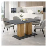 OTTO home Esstisch Torino, Säulentisch, Speisetisch, Küchentisch, ausziehbar bis 180 cm, Platz für bis zu 6 Personen, verlängerbar durch Einlegeplatte beige