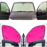 Thermo-Jalousien Kombatibel Mit Citroen Berlingo (2018-Date)(Komplettset SWB + Heckklappe + Dachfenster) Rückseite einfärben Rosa, Reversibel und Thermisch
