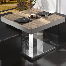 GGM Möbel BM | Bistro Loungetisch | B:T:H 70 x 70 x 41 cm | Sheesham / Edelstahl