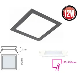 Aigostar Eckige LED Einbauleuchte 12 W schwarz Aluminium 170 x 170 x 22mm 1020 Lumen Warmweiß