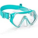 Findway Taucherbrille Kinder mit Stoffband,Schnorchelmaske Kinder Schwimmbrille für Jungen Mädchen,Anti Nebel Anti-Leck 180°Panorama HD Tauchmaske mit Nasenabdeckung,für 6-16 Jahre,A-Teal