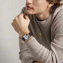 Fossil Herren Analog Quarz Uhr mit Leder Armband FS6110