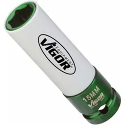 VIGOR Innenvierkant Antrieb 12,5 = 1/2 Zoll Schlagschrauber-Einsatz V2471 Außen-Sechskant Profil 15 Gesamtlänge: 85 mm