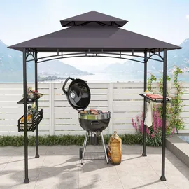 Costway Grillpavillon 2,5 x 1,53 m Dunkelgrau/Schwarz