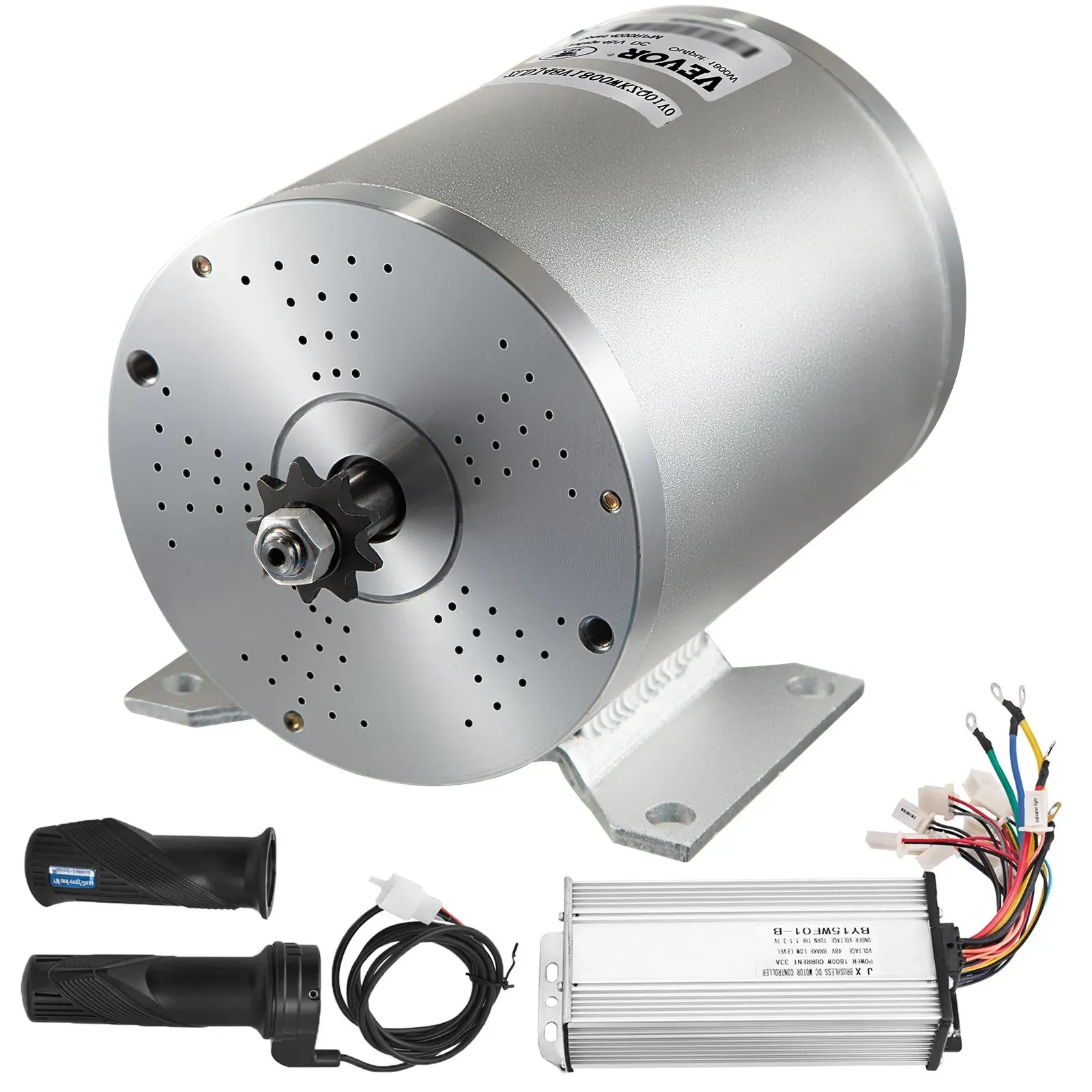 VEVOR Bürstenloser Gleichstrommotor Set 48V 1800W Elektro Bürstenloser Controller Motor Gasgriff für Atv Schiff